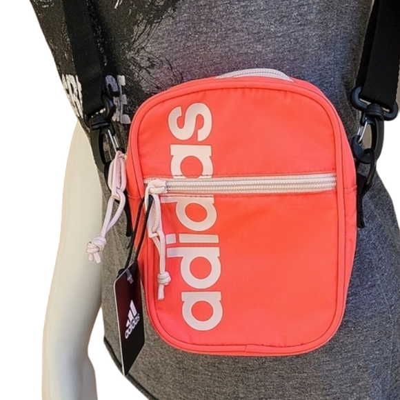 adidas Core Festival Mini Crossbody Bag Travel Running RARE Neon Pink Signal - Picture 3 of 16